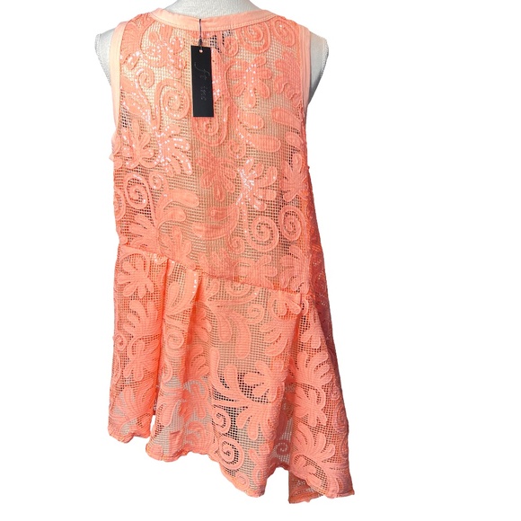 # A114  FT INC Y2K  Peach  Lace  Mesh  Peplum Top Festival Boho NWT Size  M - Picture 3 of 10